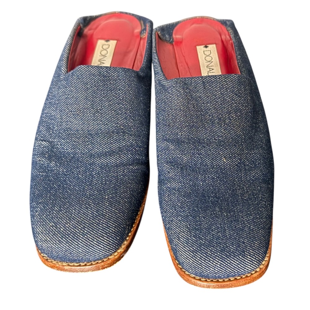 Donald J Pliner Denim Mules Block Heel 6 Slip On Loafers‎ Chunky Blue Jean Y2K